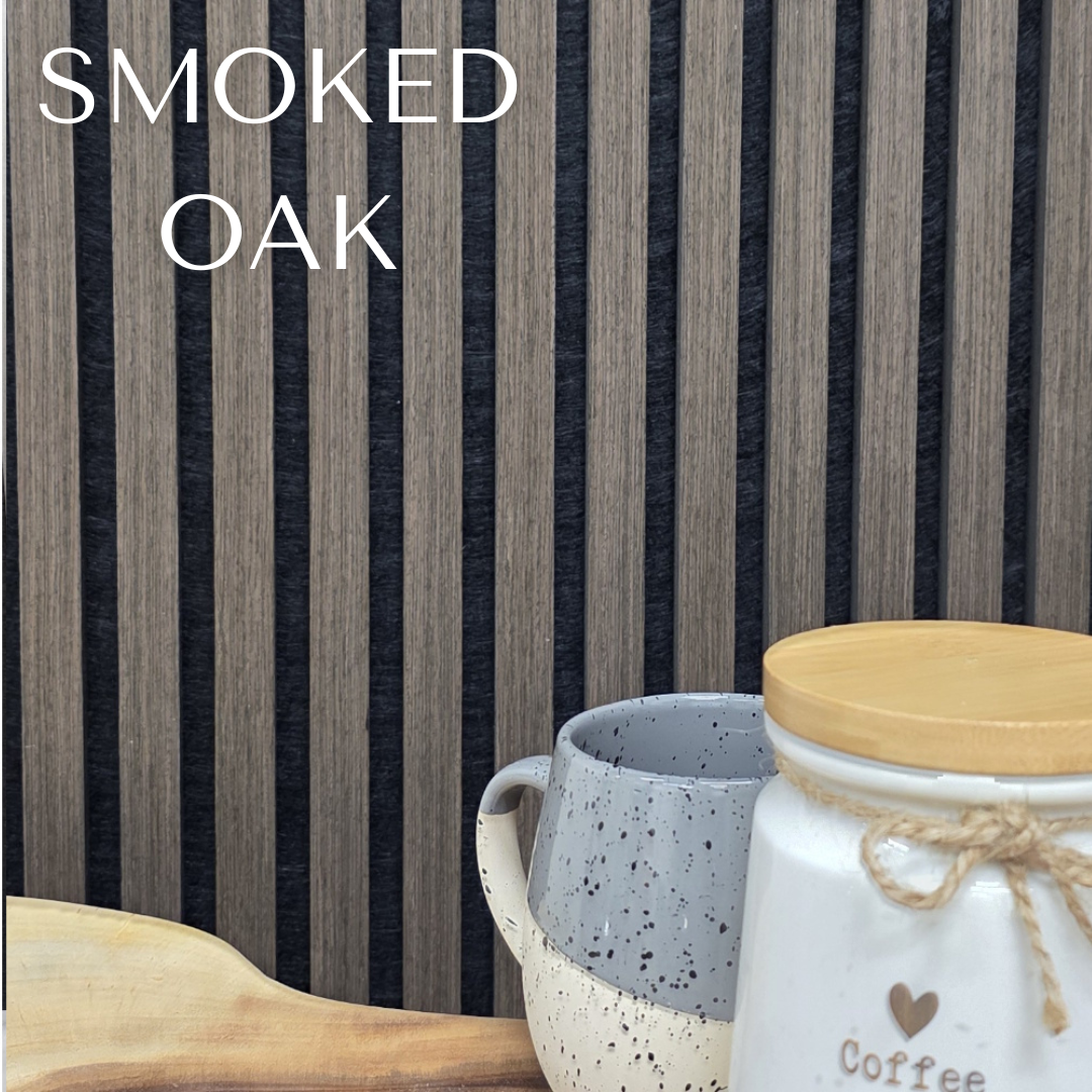 Pack Of 2 Acoustic Slatted Wall Panels 240 x 60cm - Smoked Oak
