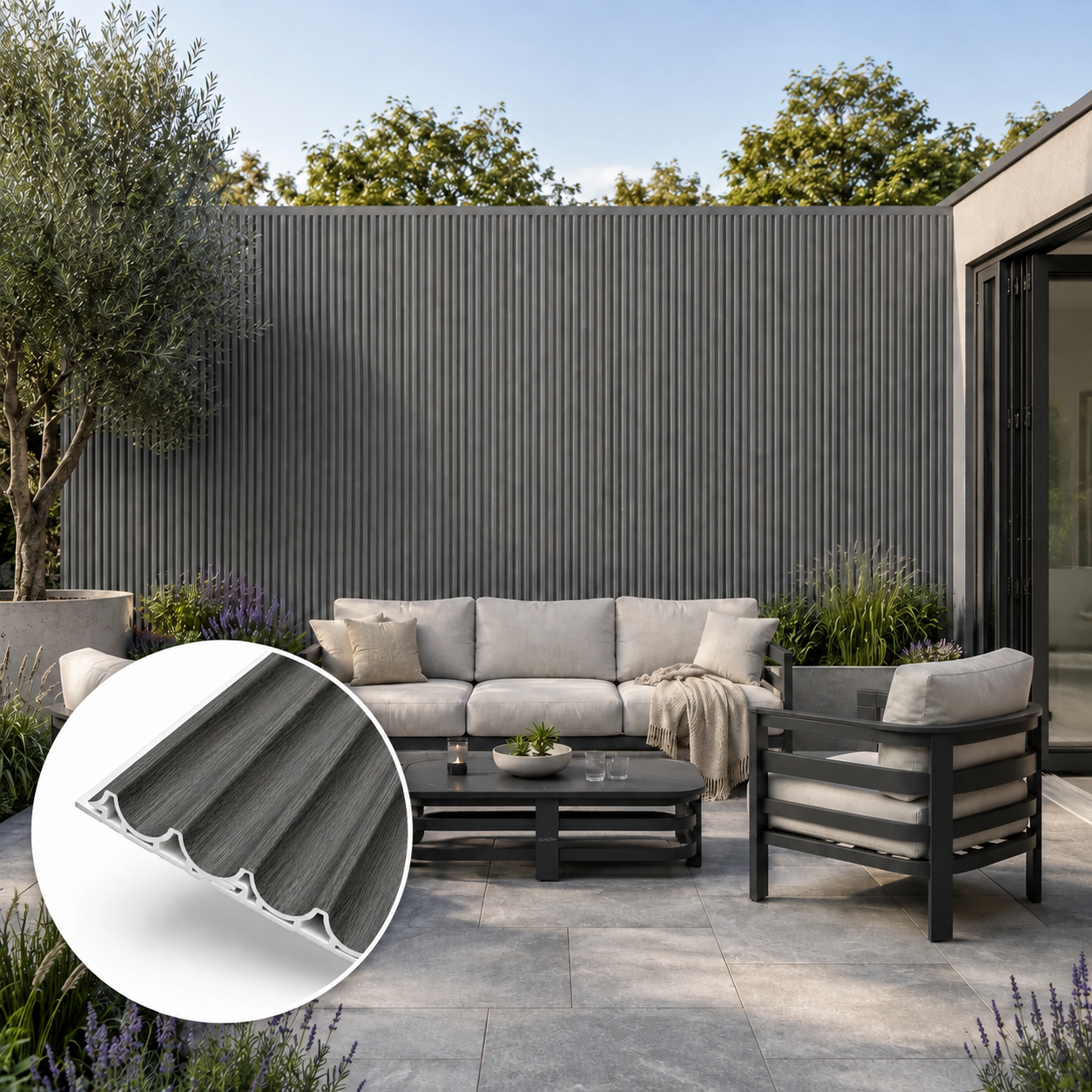 WPC 3D Wave Wall Panels | Outdoor | 235cm x 15.9cm | 10 Pack | Ash Grey