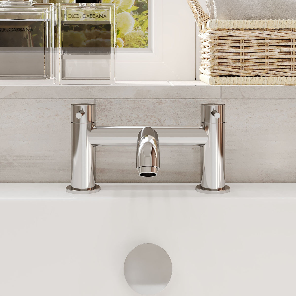 nuie choice Cartegena Chrome Bath Filler - Lifestyle image