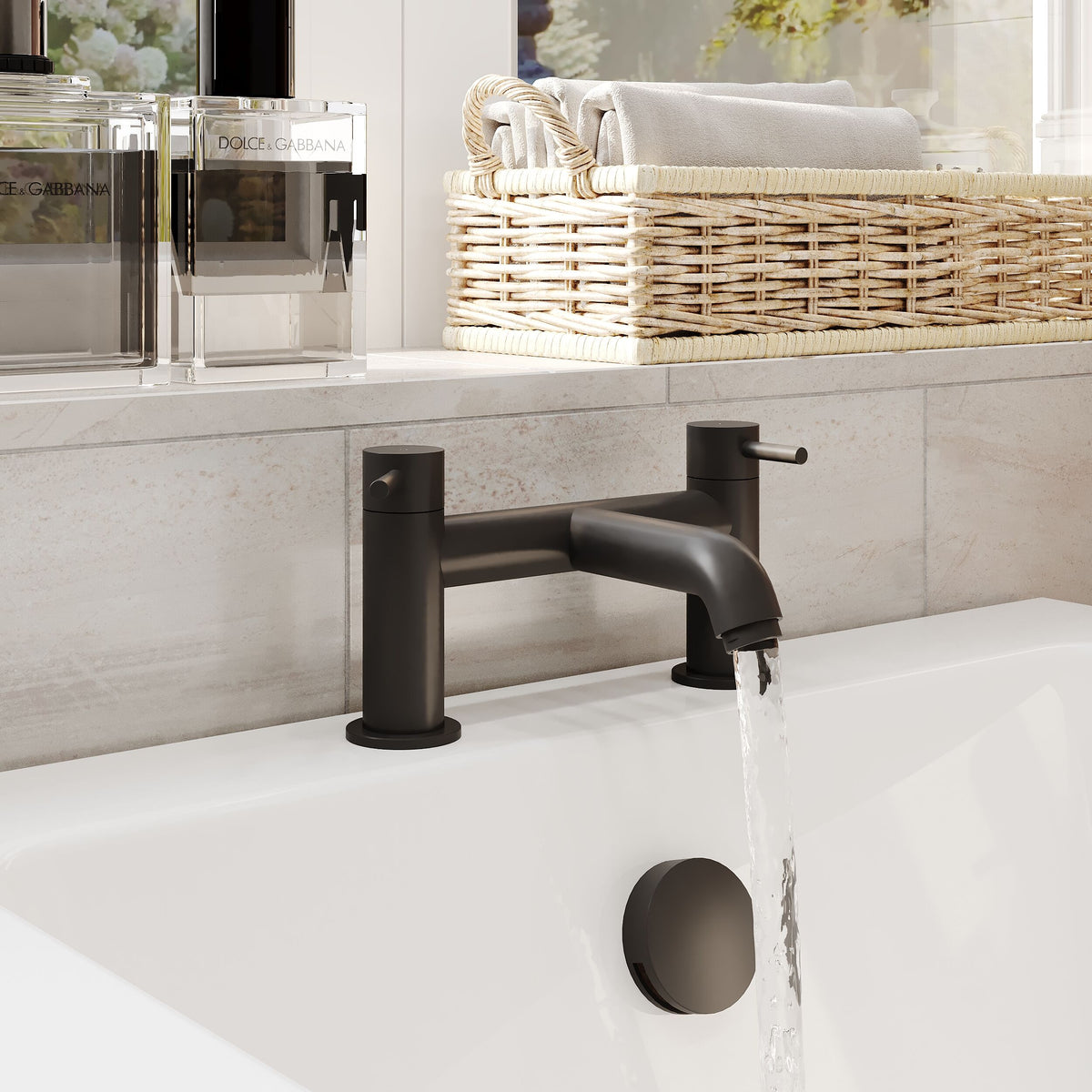 nuie choice Cartegena Matt Black Bath Filler - Lifestyle image