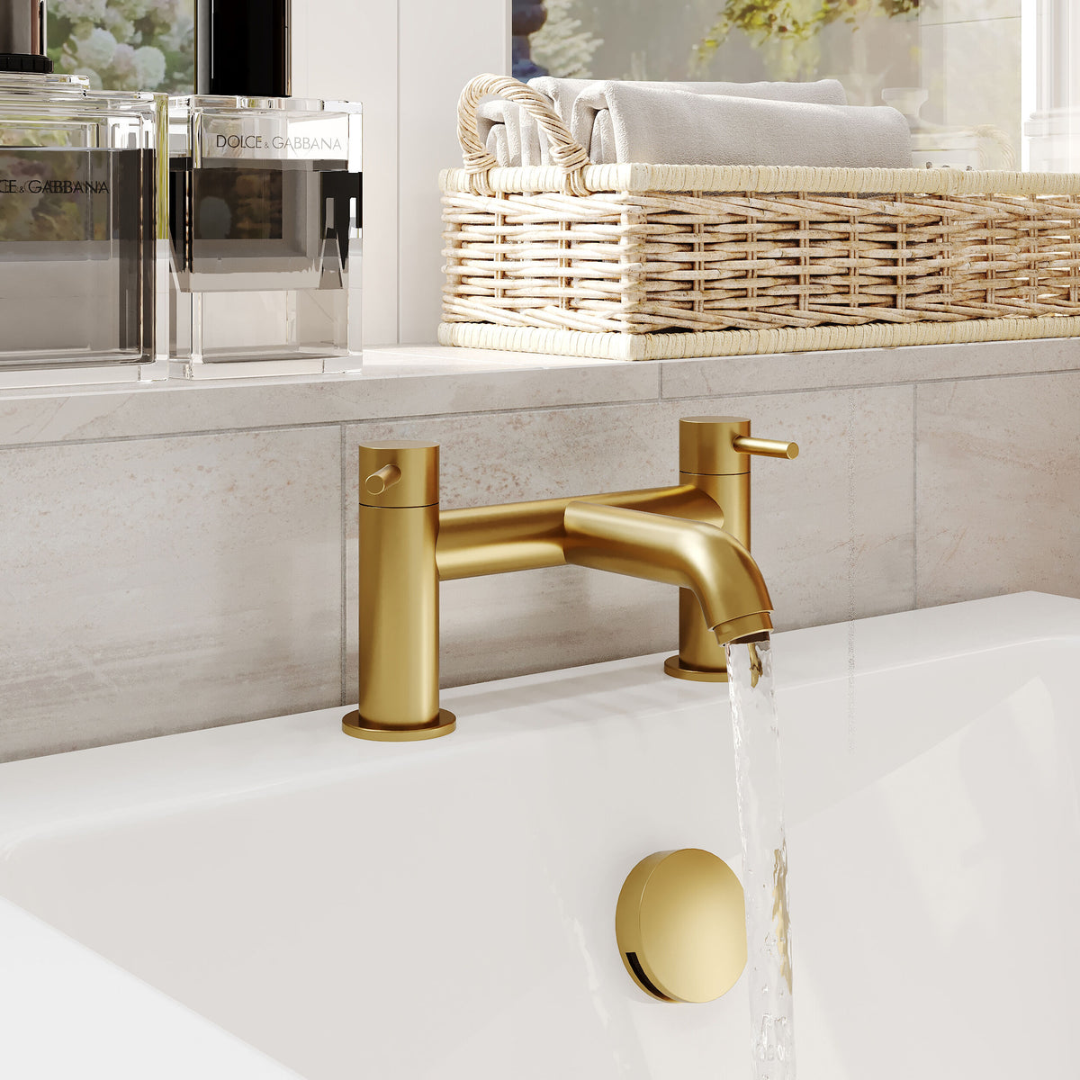 nuie choice Cartegena Brushed Brass Bath Filler - Lifestyle image