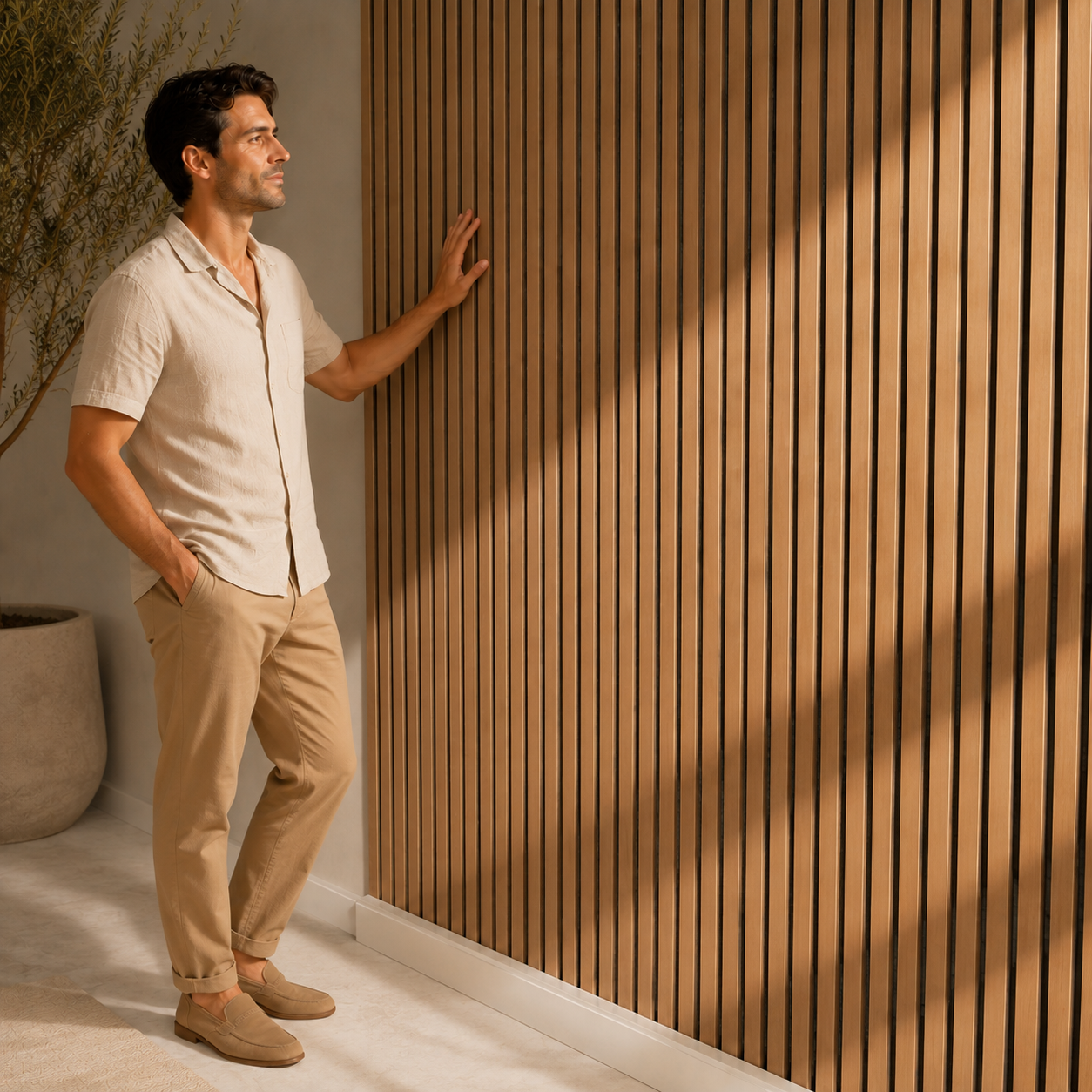 Acoustic Slatted Wall Panel 2400mm x 600mm - Classic Oak (Grey Backing) x 1 panel