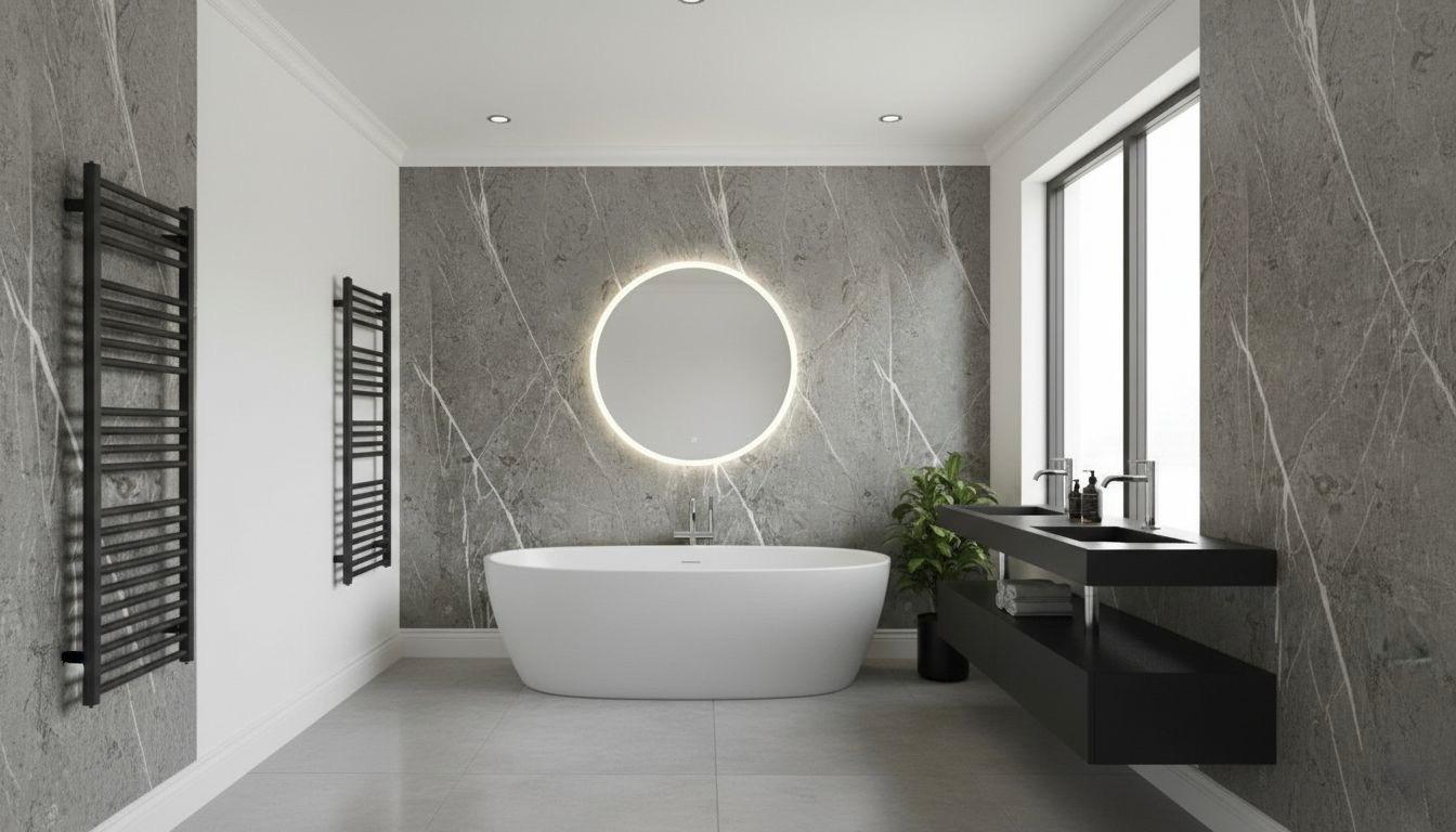 10mm Bathroom Shower Wall Panels | 240cm X 60cm | Dark Grey | 100% Waterproof