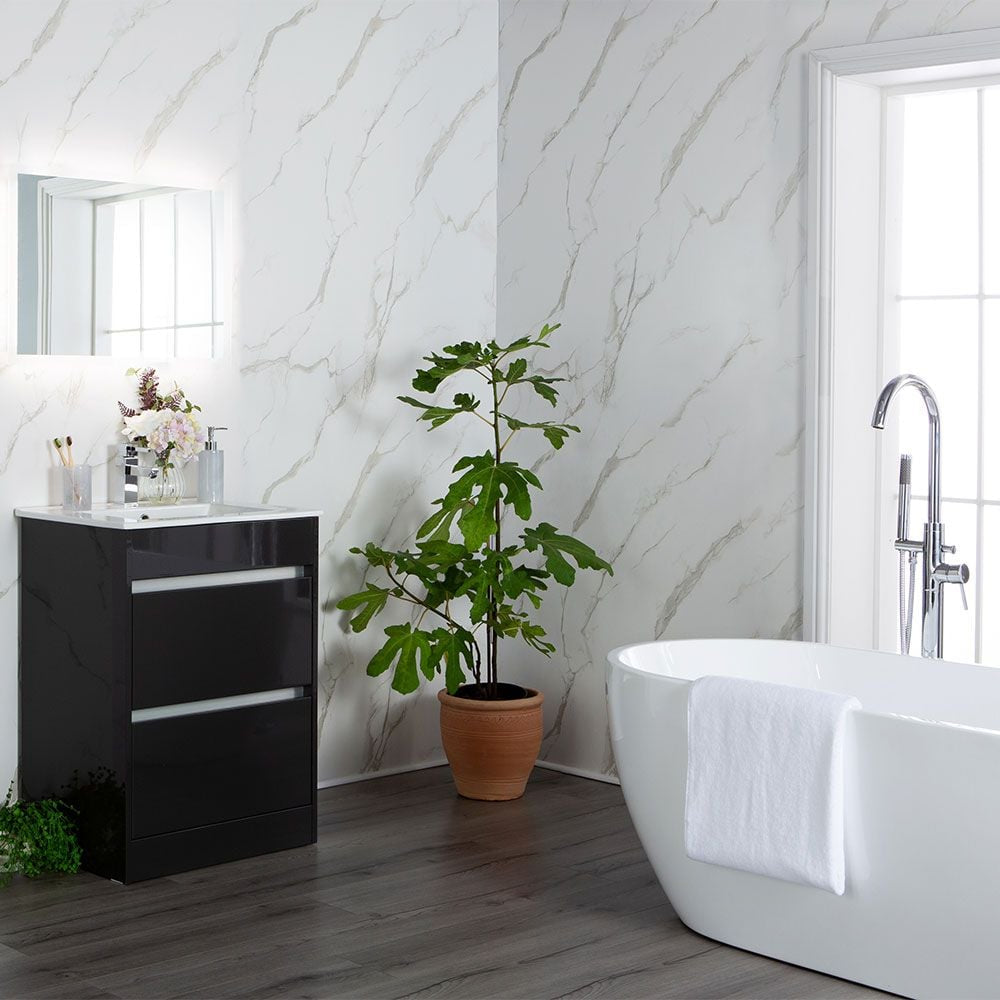 Pack Of 4 Aqua White Wall Panels 240cm x 60cm