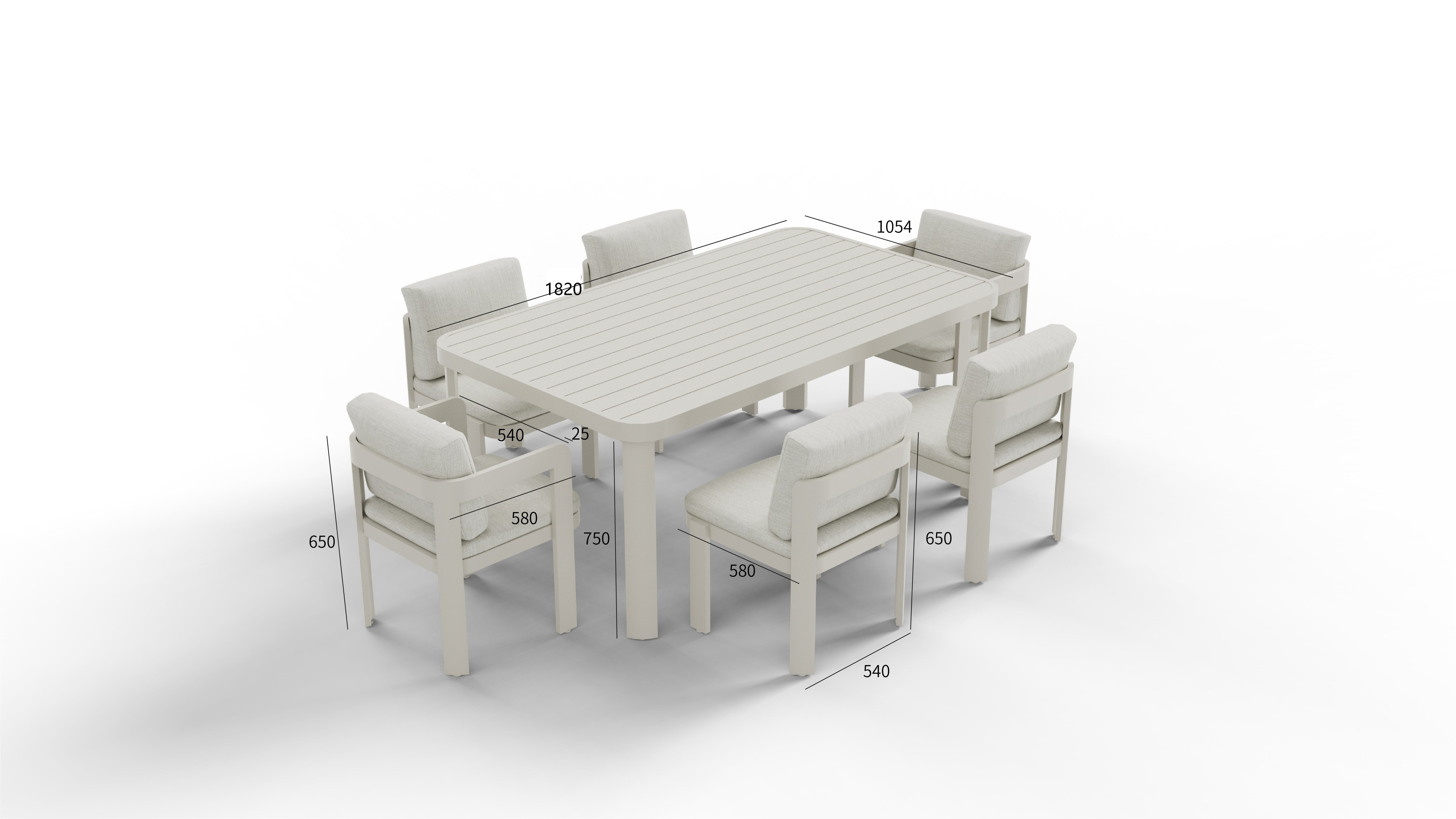 The Hale Premium 6-Seater Aluminium Dining Set – Architectural Taupe
