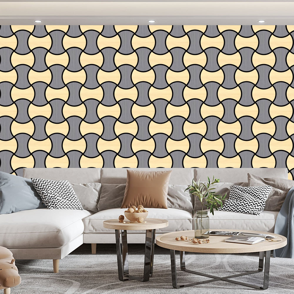 Acoustic Geometric Tessellate Panel – Nordic Grey & Oak Mix - 600mm x