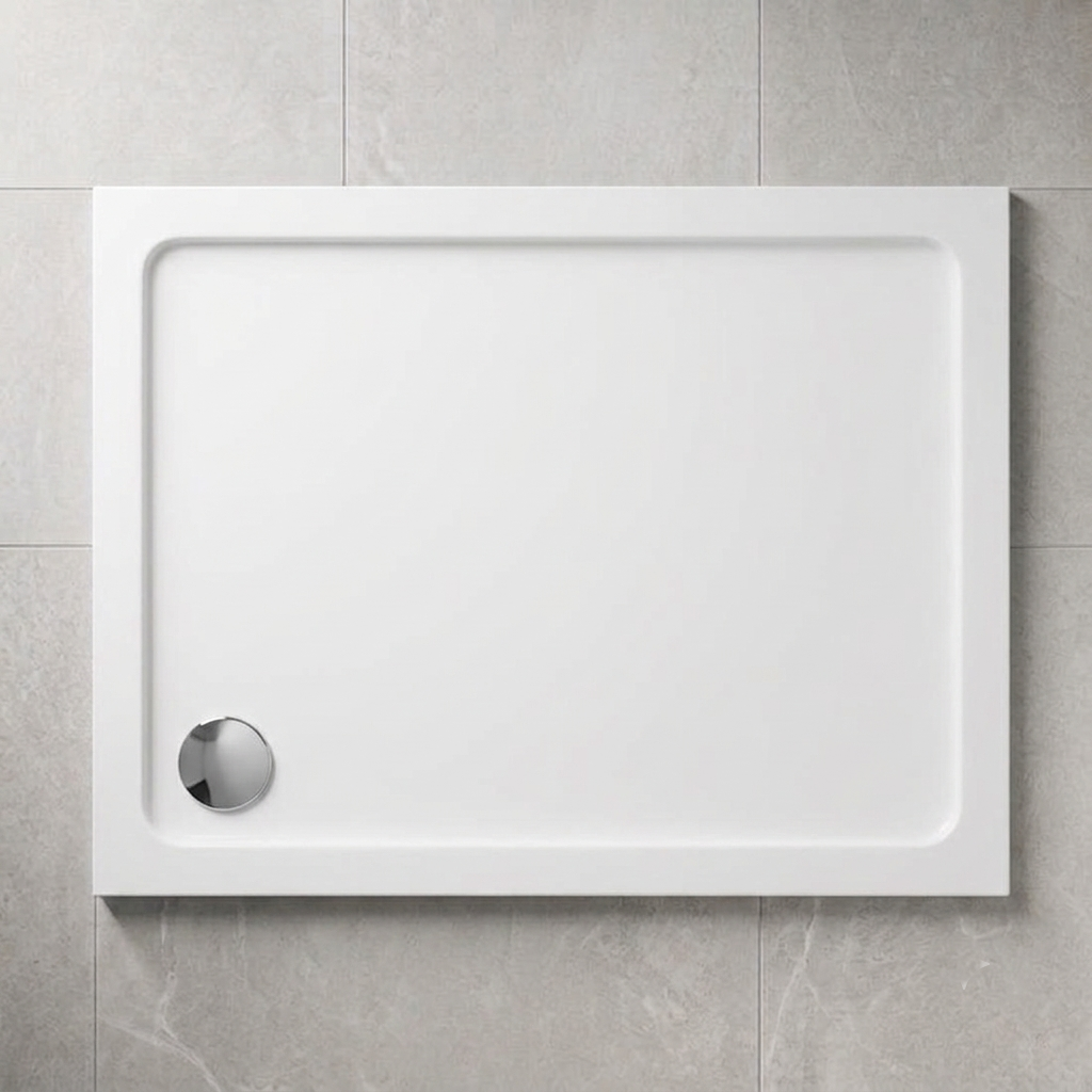 Hydro45 Stone Resin 1100mm x 760mm Rectangular Shower Tray White