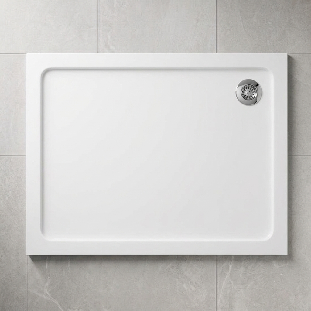 Hydro45 Stone Resin 1200mm x 760mm Rectangular Shower Tray White