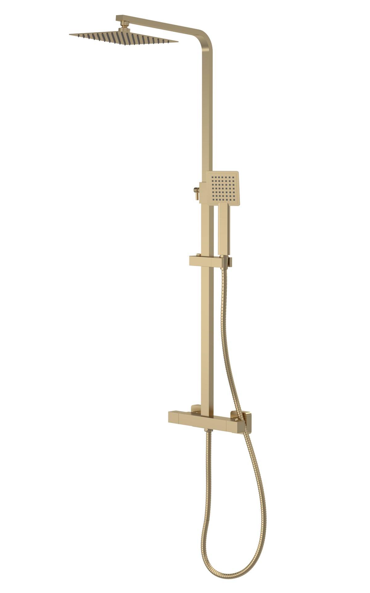 nuie choice Brushed Brass Square Dual Shower Valve Rigid Riser Kit - Main product image