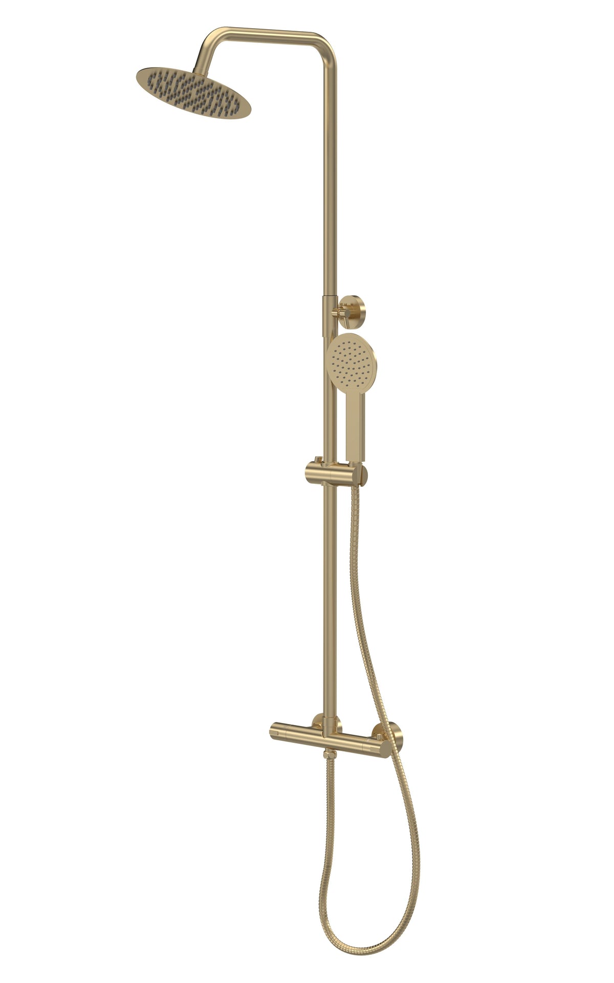 nuie choice Brushed Brass Round Dual Shower Valve Rigid Riser Kit - Main product image