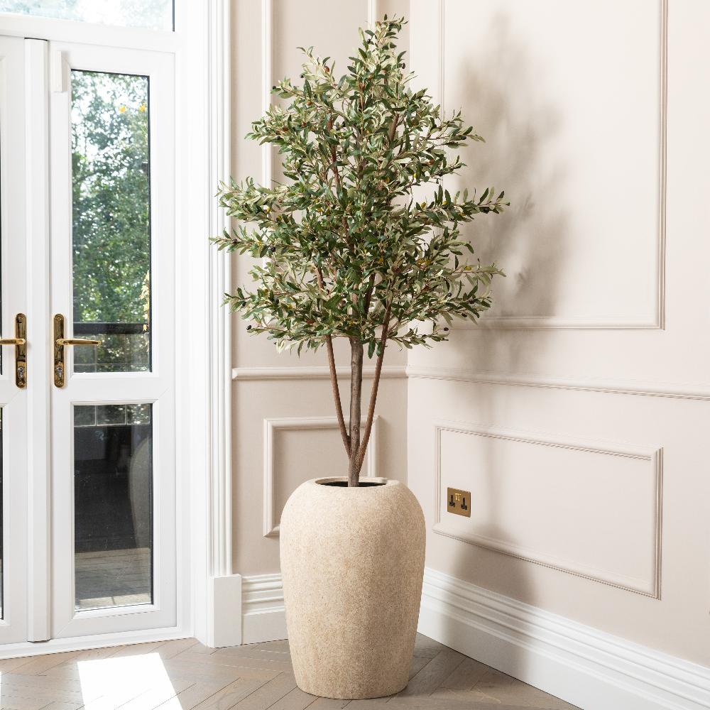Artificial Olive Tree UV/IFV in Lena Beige Planter