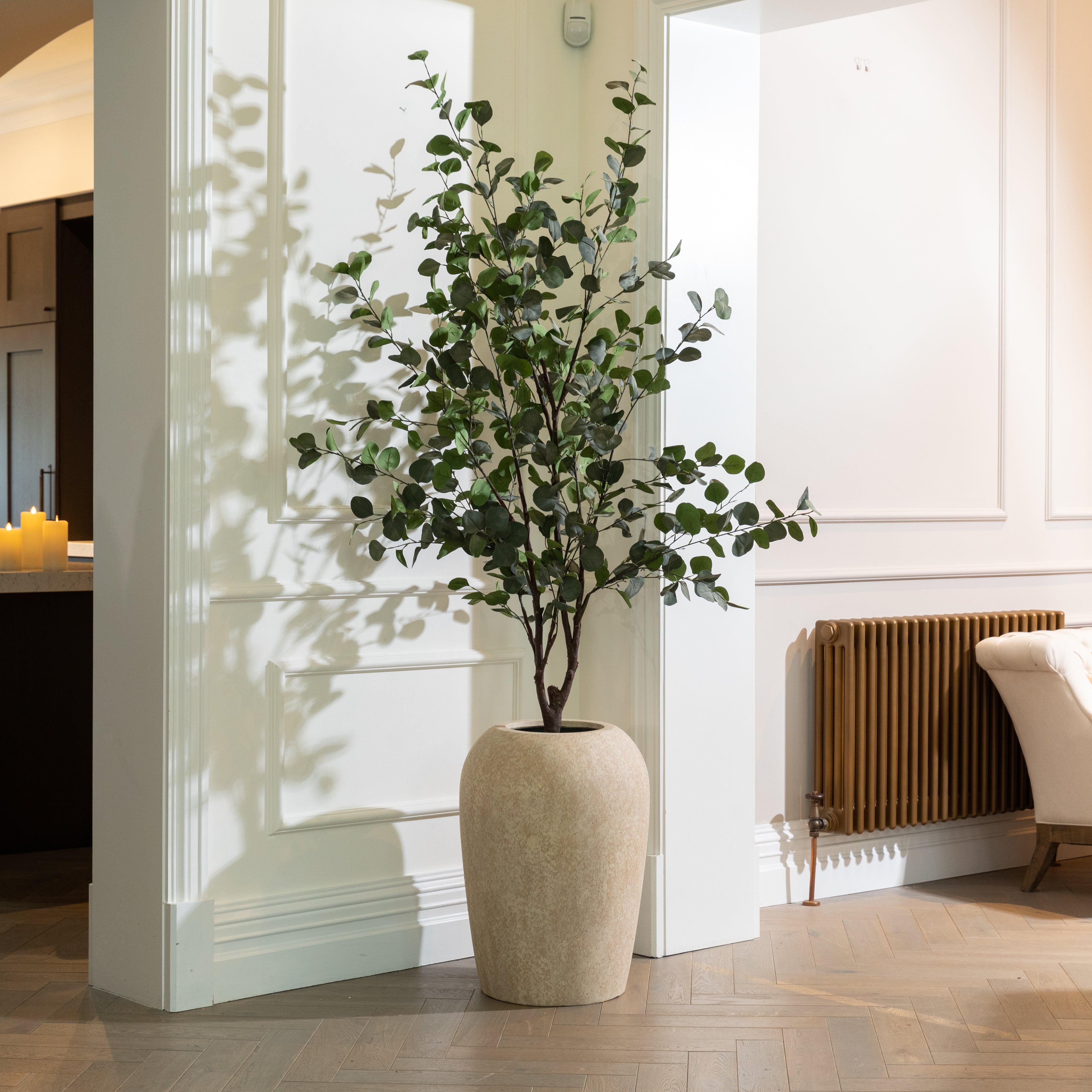 Artificial Eucalyptus Tree UV/IFV In Lena Beige Planter