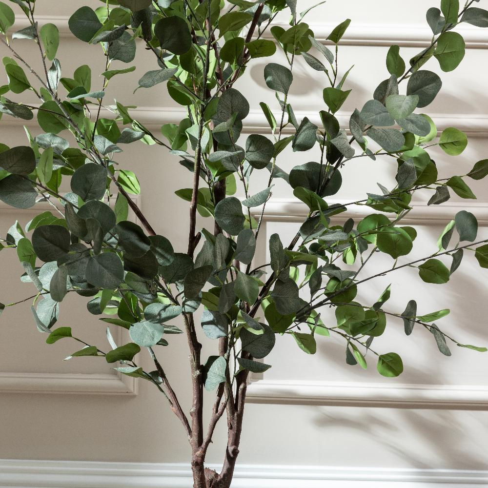 Artificial Eucalyptus Tree UV/IFV In Gold Metal Planter