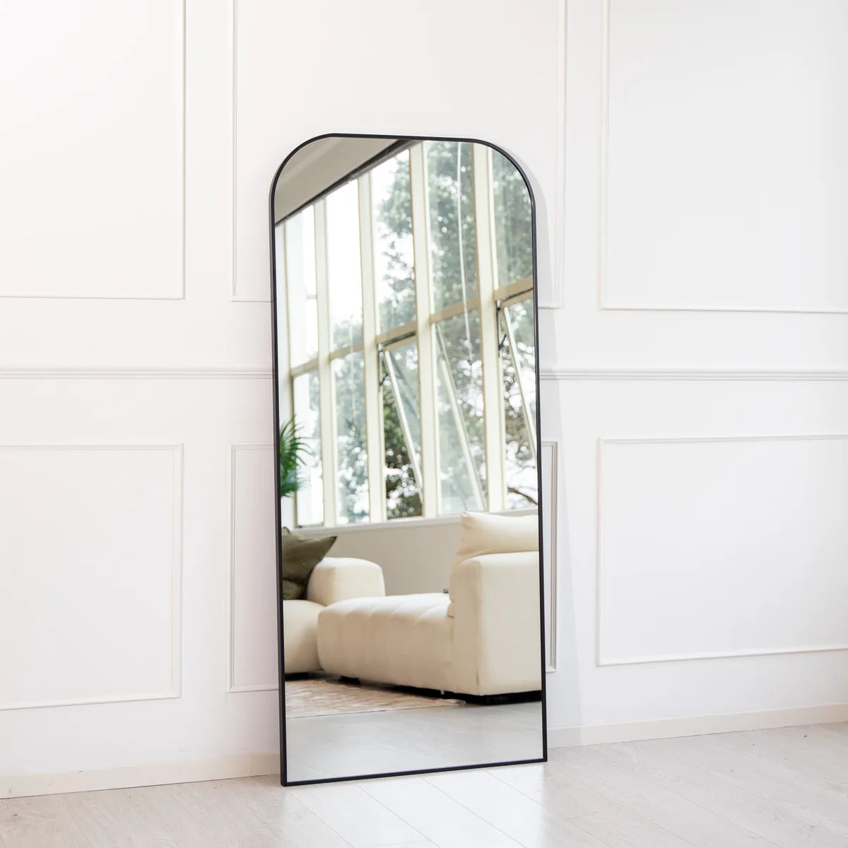 Black Wrought Iron Smooth Arc Full-Length Floor Mirror | 100cm x 200cm