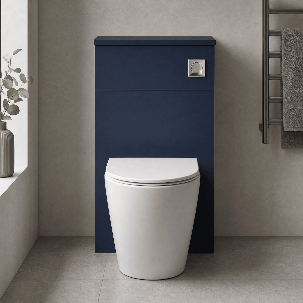 nuie Arno 500mm Midnight Blue Floor Standing WC Unit - Lifestyle image