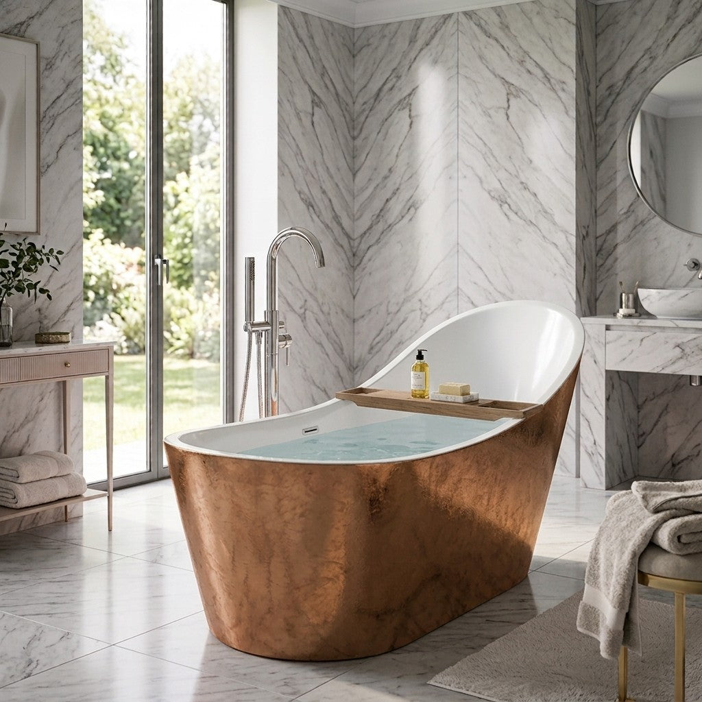 Elementa Seriea 1720mm Copper Slipper Freestanding Bath