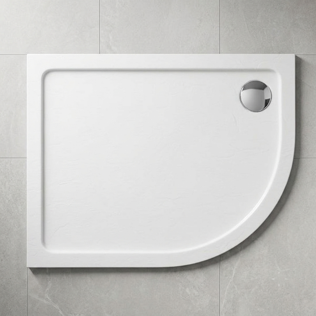 Hydro45 Stone Resin 1200mm x 900mm Right Hand Quadrant Shower Tray White