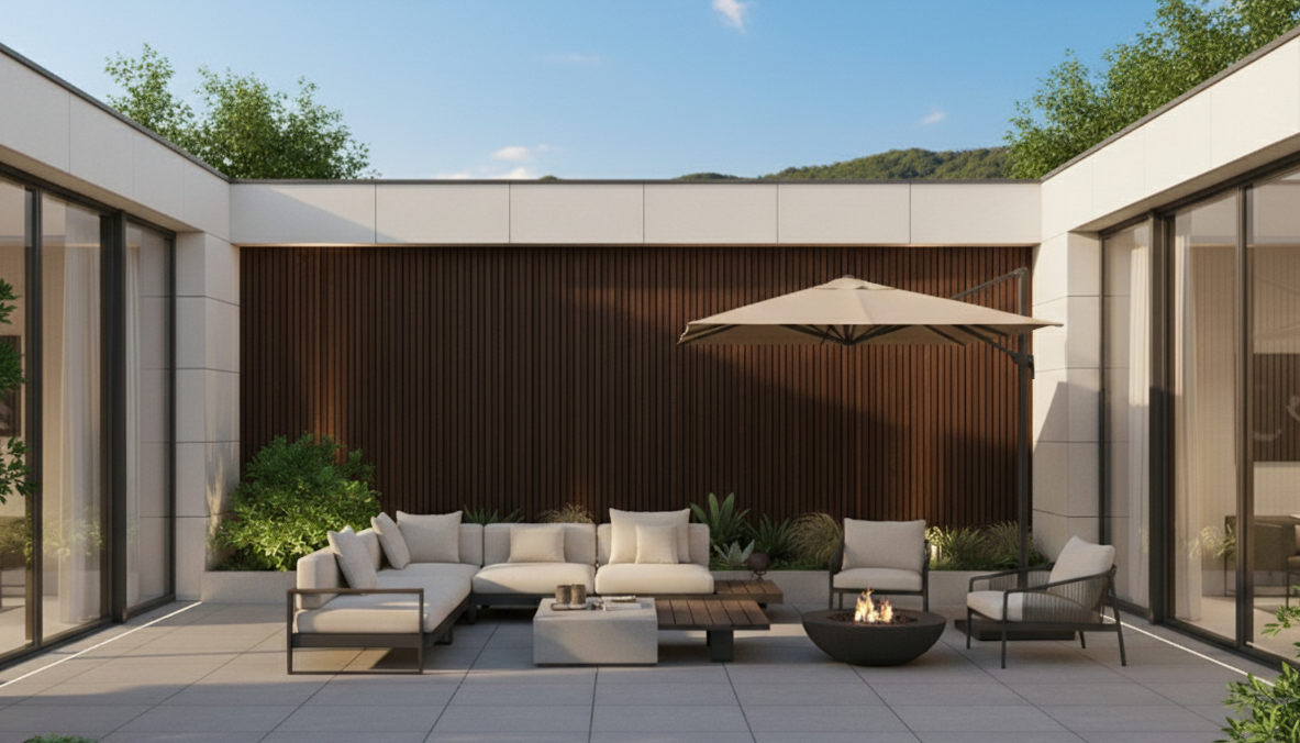 Outdoor Slat Wall Panels | Premium Composite Technology | 235cm x 152mm | Dark Oak