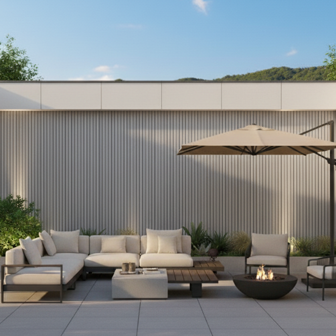 Outdoor Slat Wall Panels | Premium Composite Technology | 230cm x 152mm | Light Grey