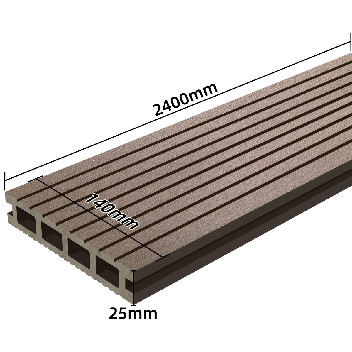 PH Pro Range Composite Decking Board - Denver Oak - 2400mm x 140mm x 25mm