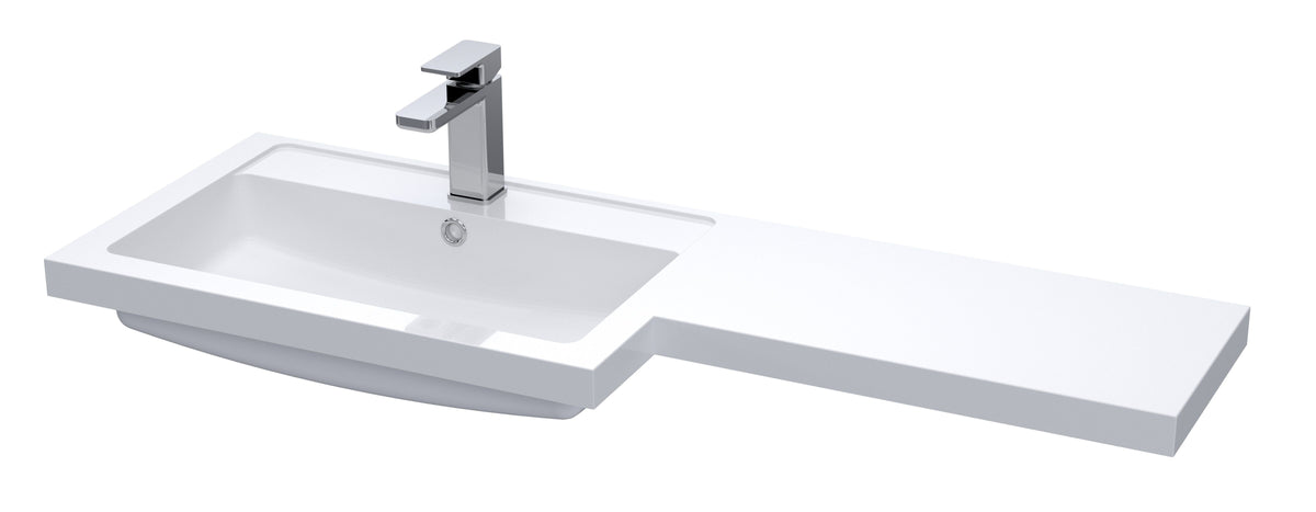 nuie 1100mm 1 Tap Hole Left Hand Polymarble L-Shaped Basin - Main product image