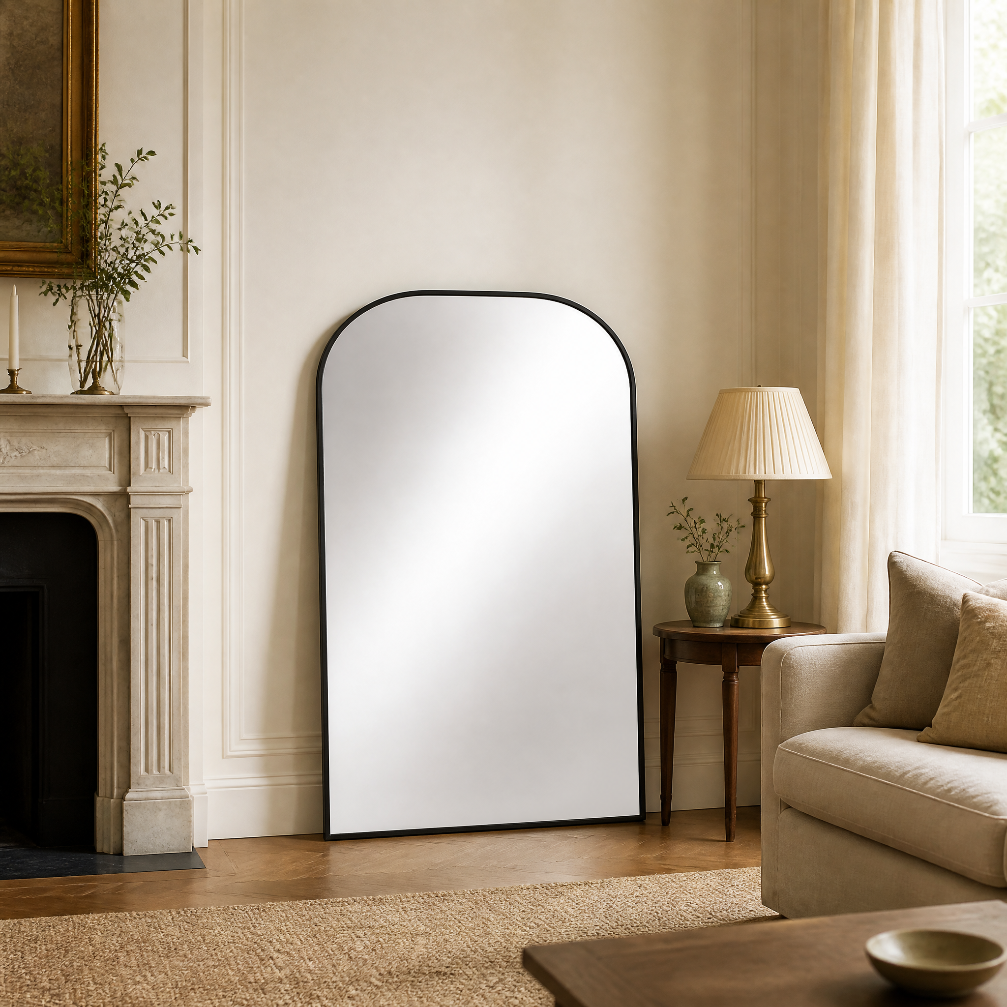Black Aluminium Alloy Arched Full-Length Standing Mirror | 100cm x 200cm