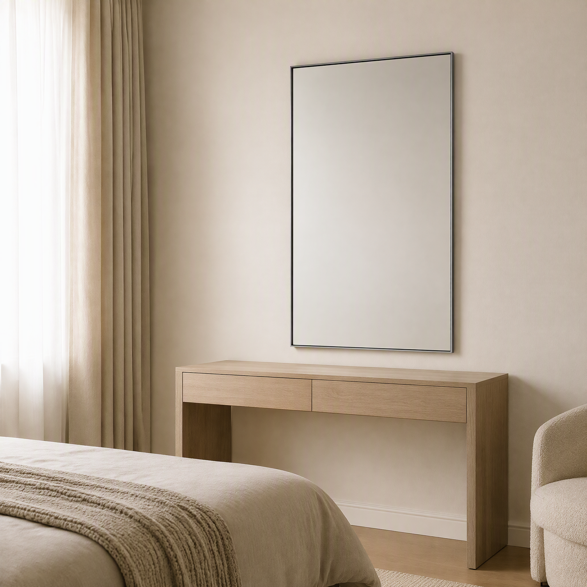 Black Aluminium Alloy Rectangular Full-Length Dressing Mirror | 100cm x 200cm