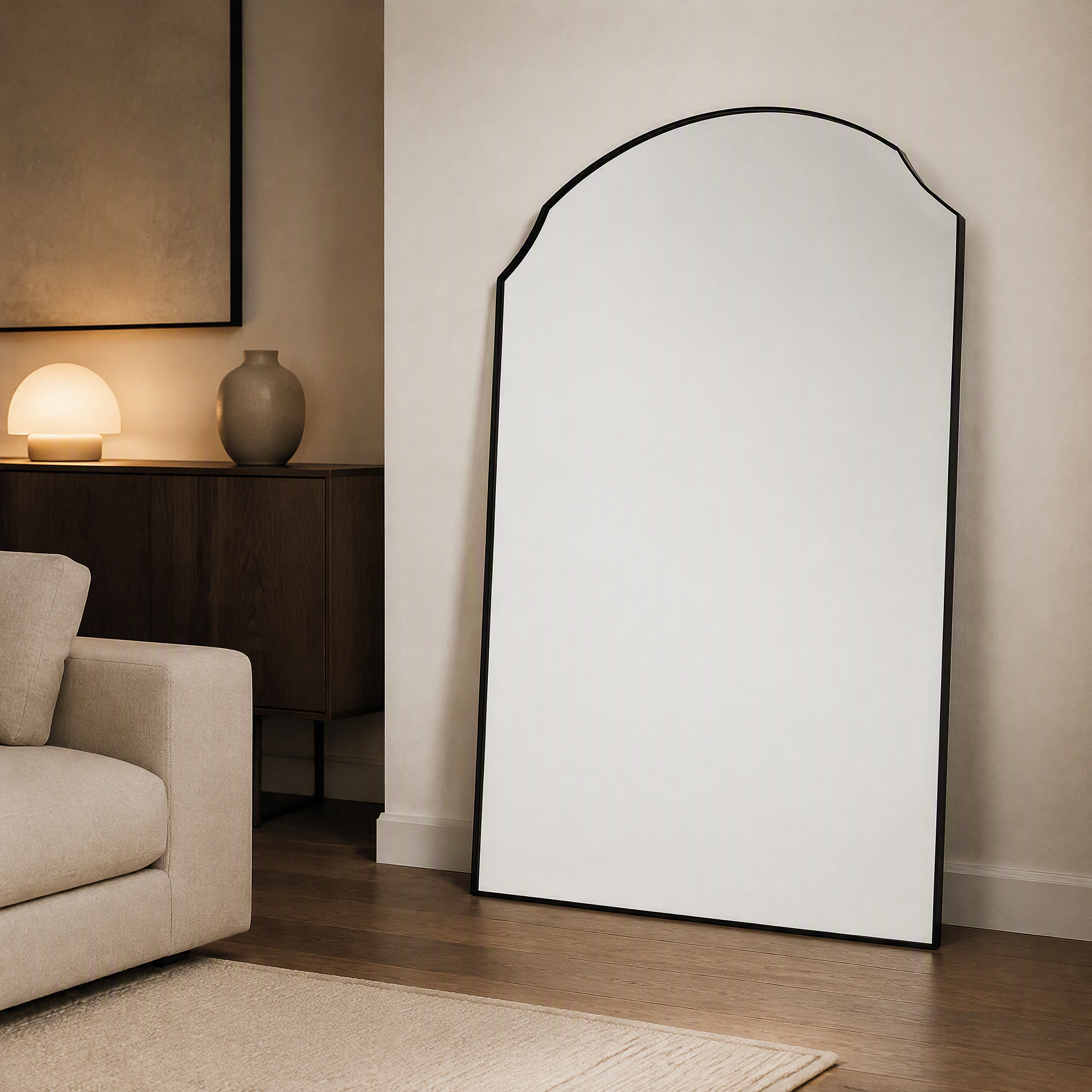 Black Wrought Iron Wave Arch Decorative Wall Mirror | 100cm x 200cm