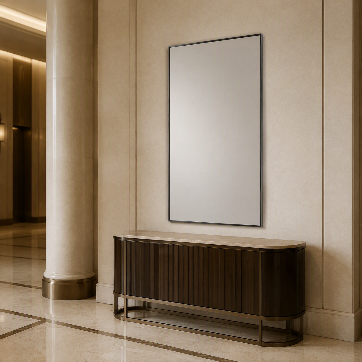 Black Aluminium Alloy Rectangular Full-Length Dressing Mirror | 100cm x 200cm