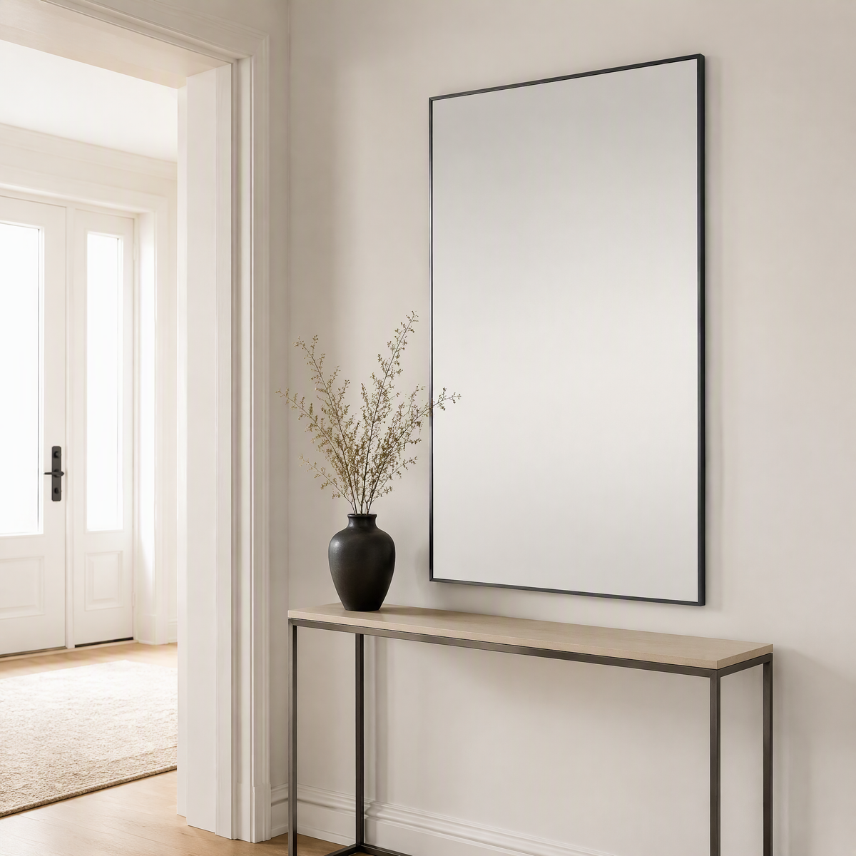 Black Aluminium Alloy Rectangular Full-Length Dressing Mirror | 100cm x 200cm
