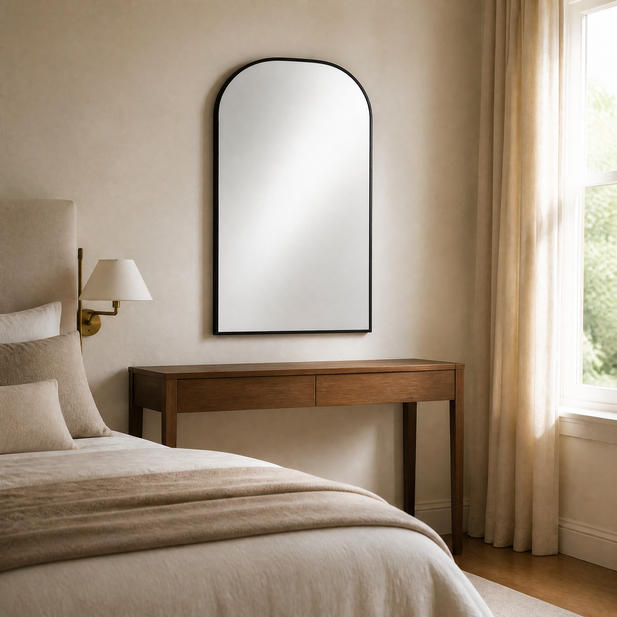 Black Aluminium Alloy Arched Full-Length Standing Mirror | 100cm x 200cm
