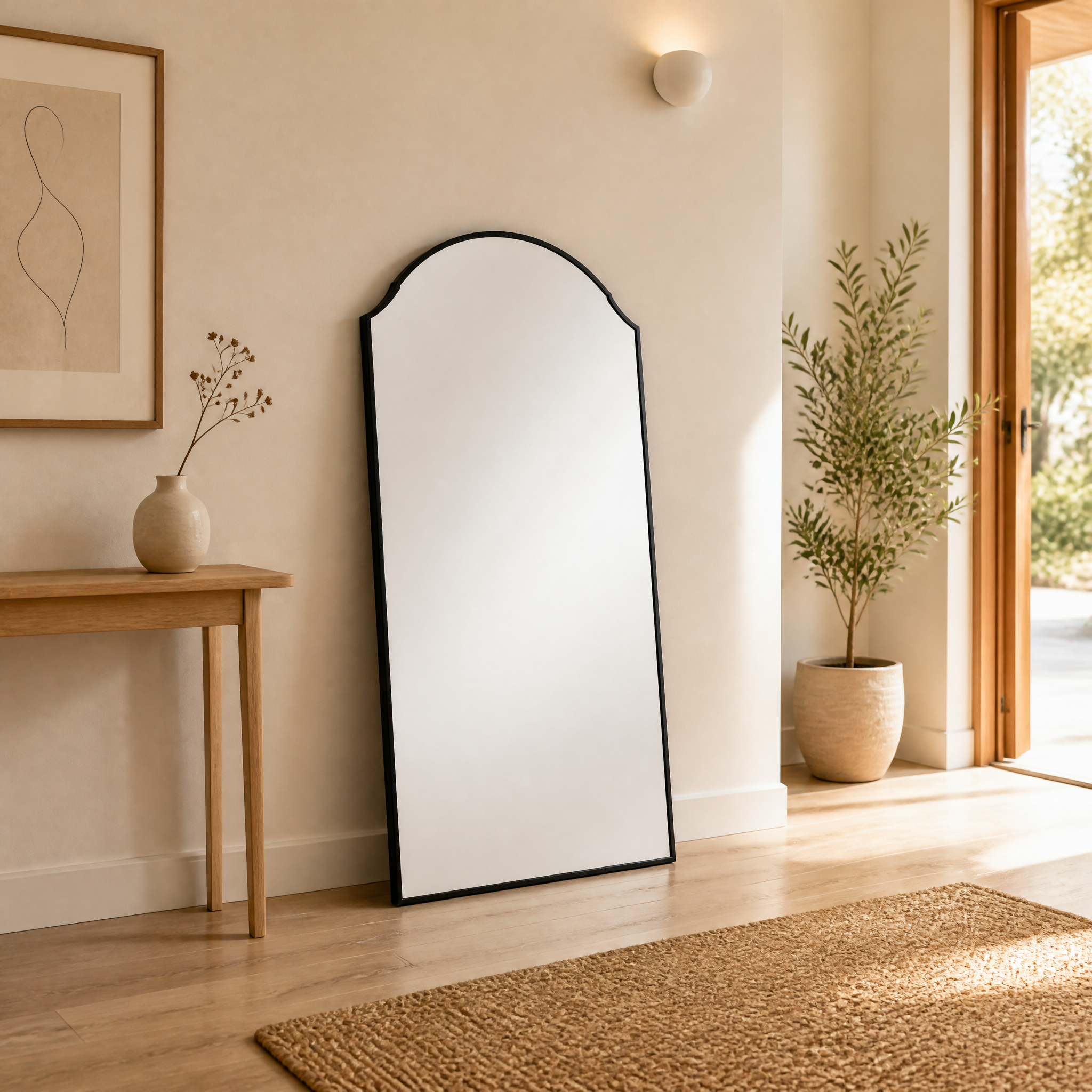 Black Wrought Iron Wave Arch Decorative Wall Mirror | 100cm x 200cm