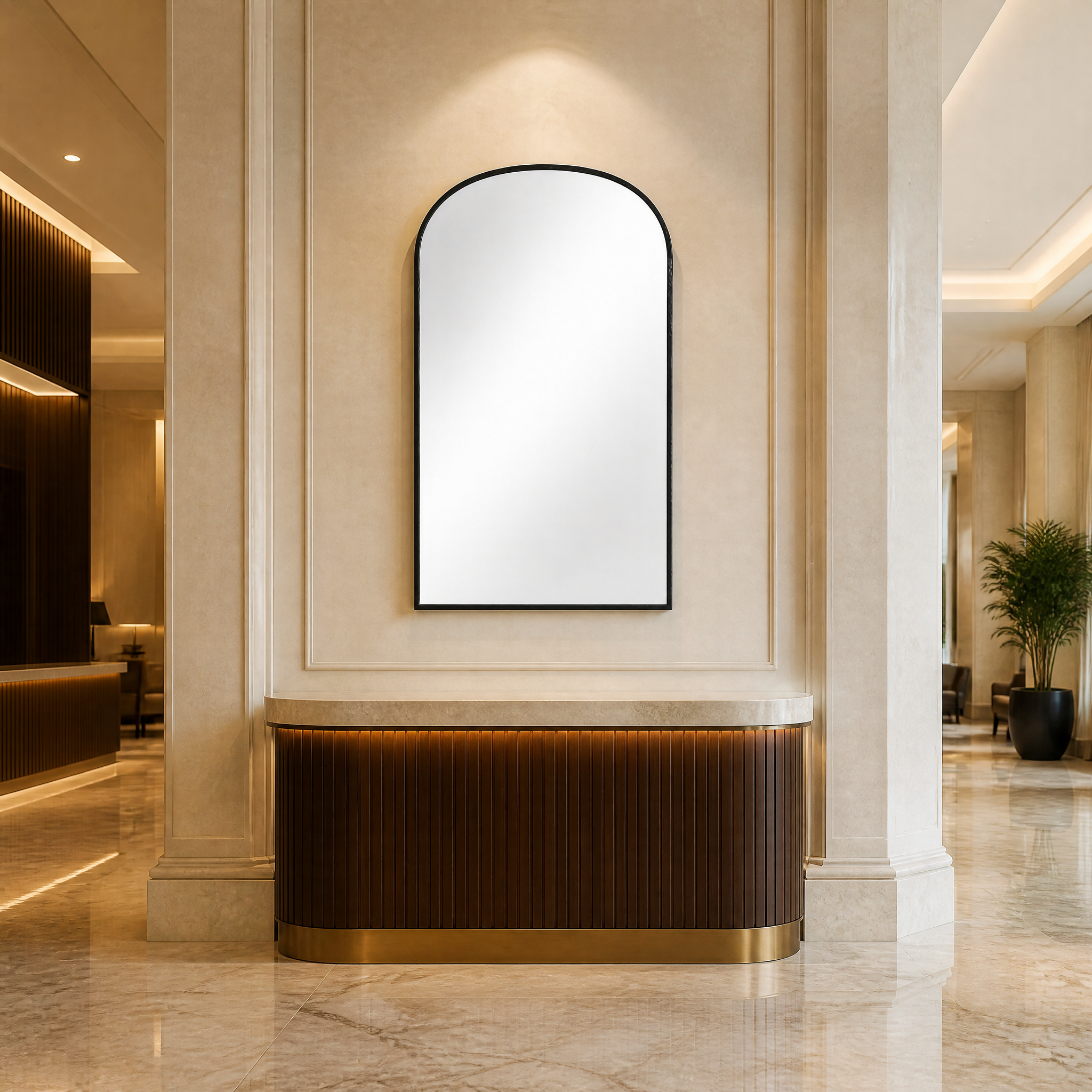 Black Aluminium Alloy Arched Full-Length Standing Mirror | 100cm x 200cm