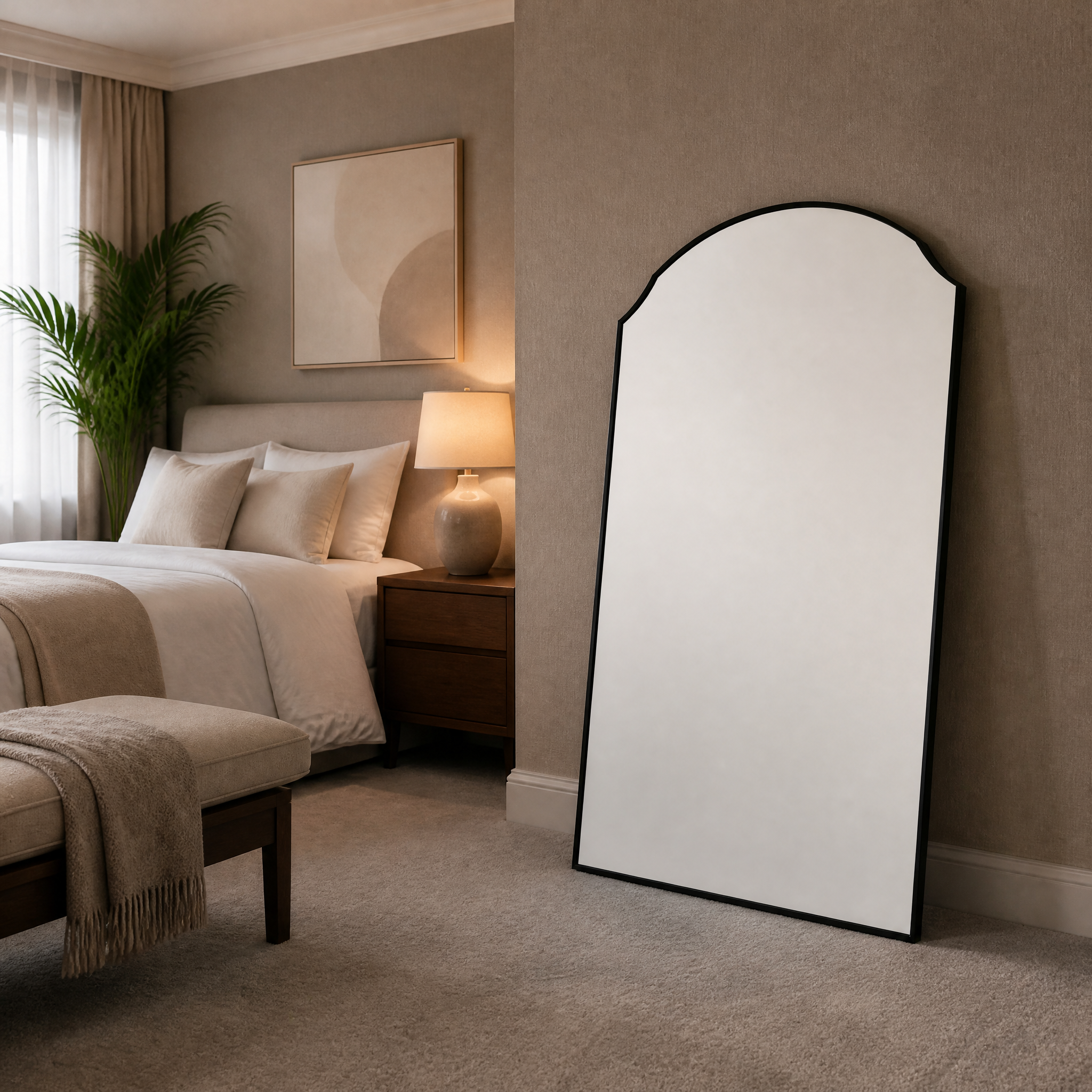 Black Wrought Iron Wave Arch Decorative Wall Mirror | 100cm x 200cm