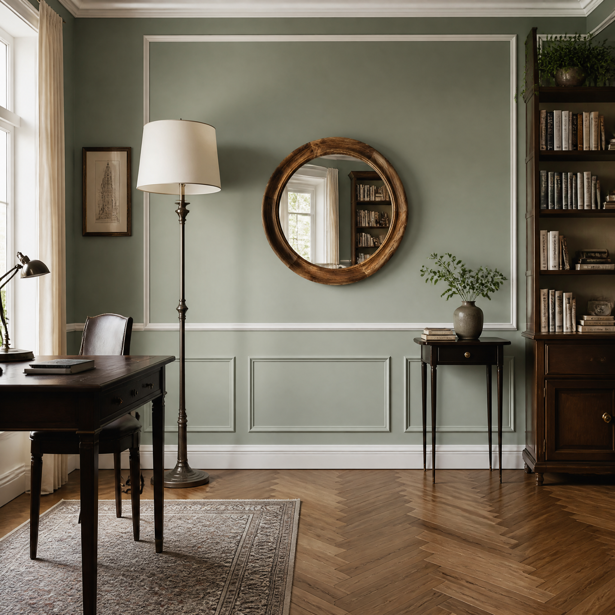 Round Wooden Frame Mirror | 90cm