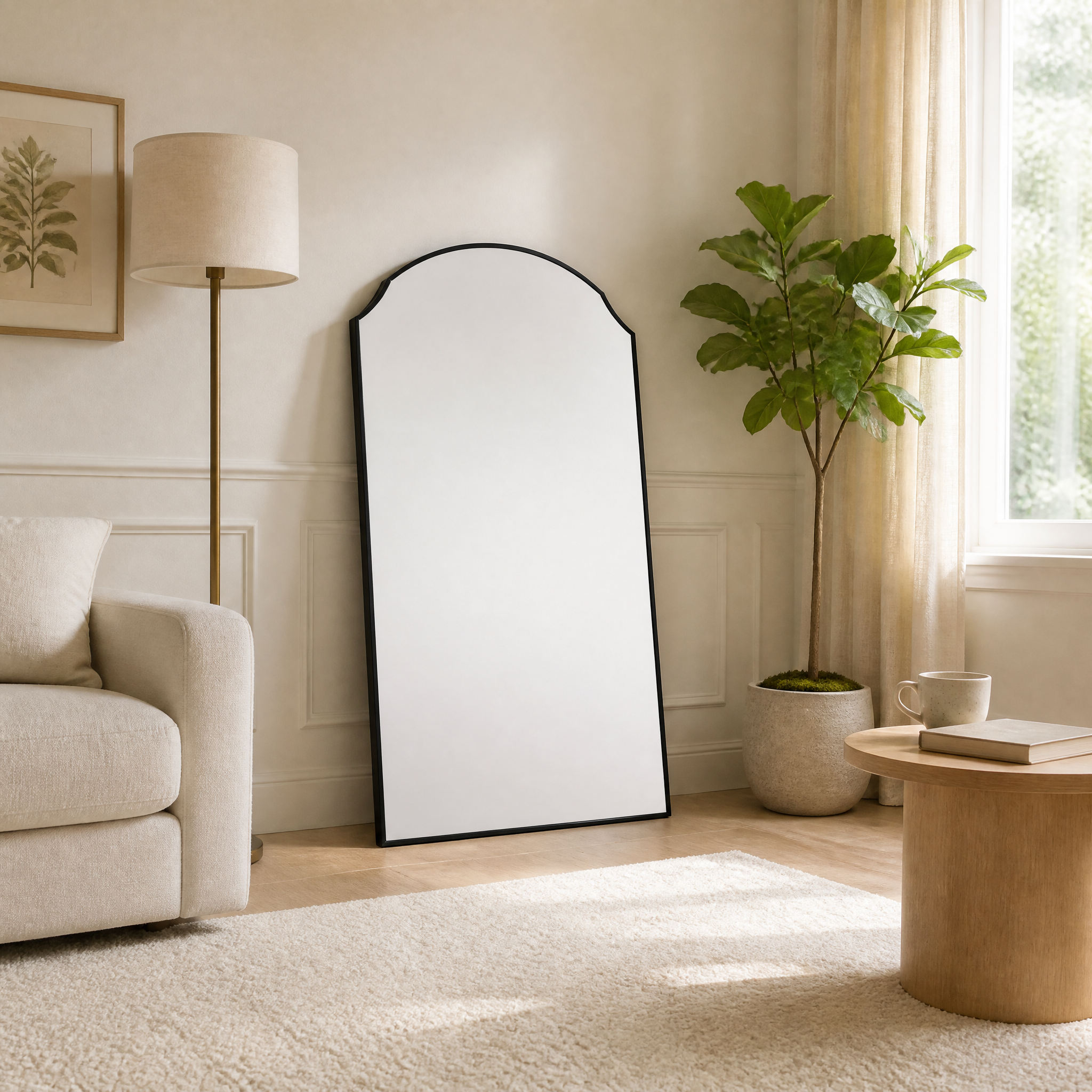 Black Wrought Iron Wave Arch Decorative Wall Mirror | 100cm x 200cm