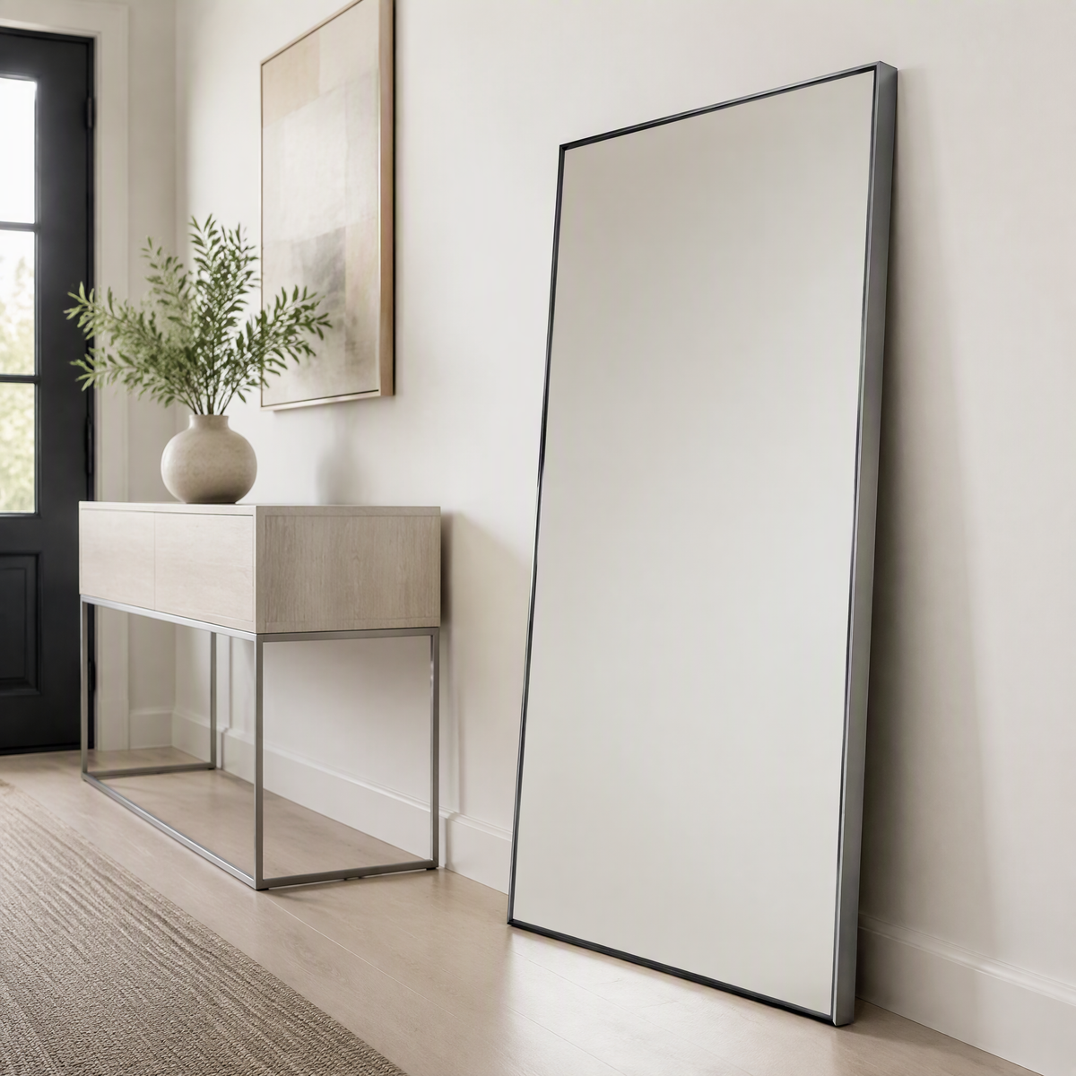 Black Aluminium Alloy Rectangular Full-Length Dressing Mirror | 100cm x 200cm
