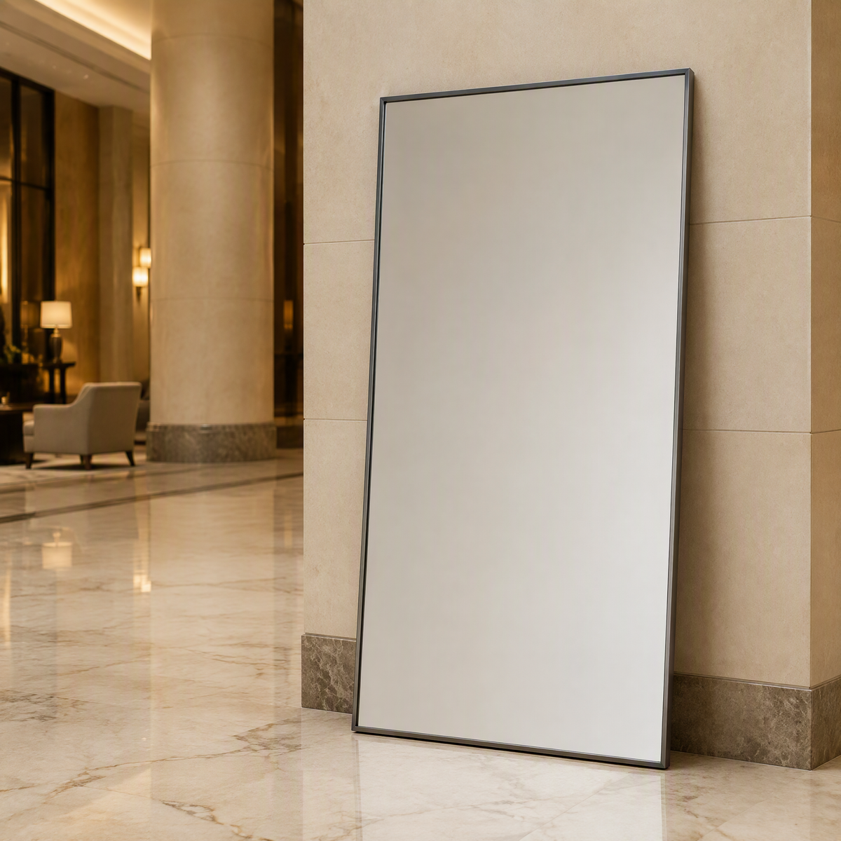 Black Aluminium Alloy Rectangular Full-Length Dressing Mirror | 100cm x 200cm
