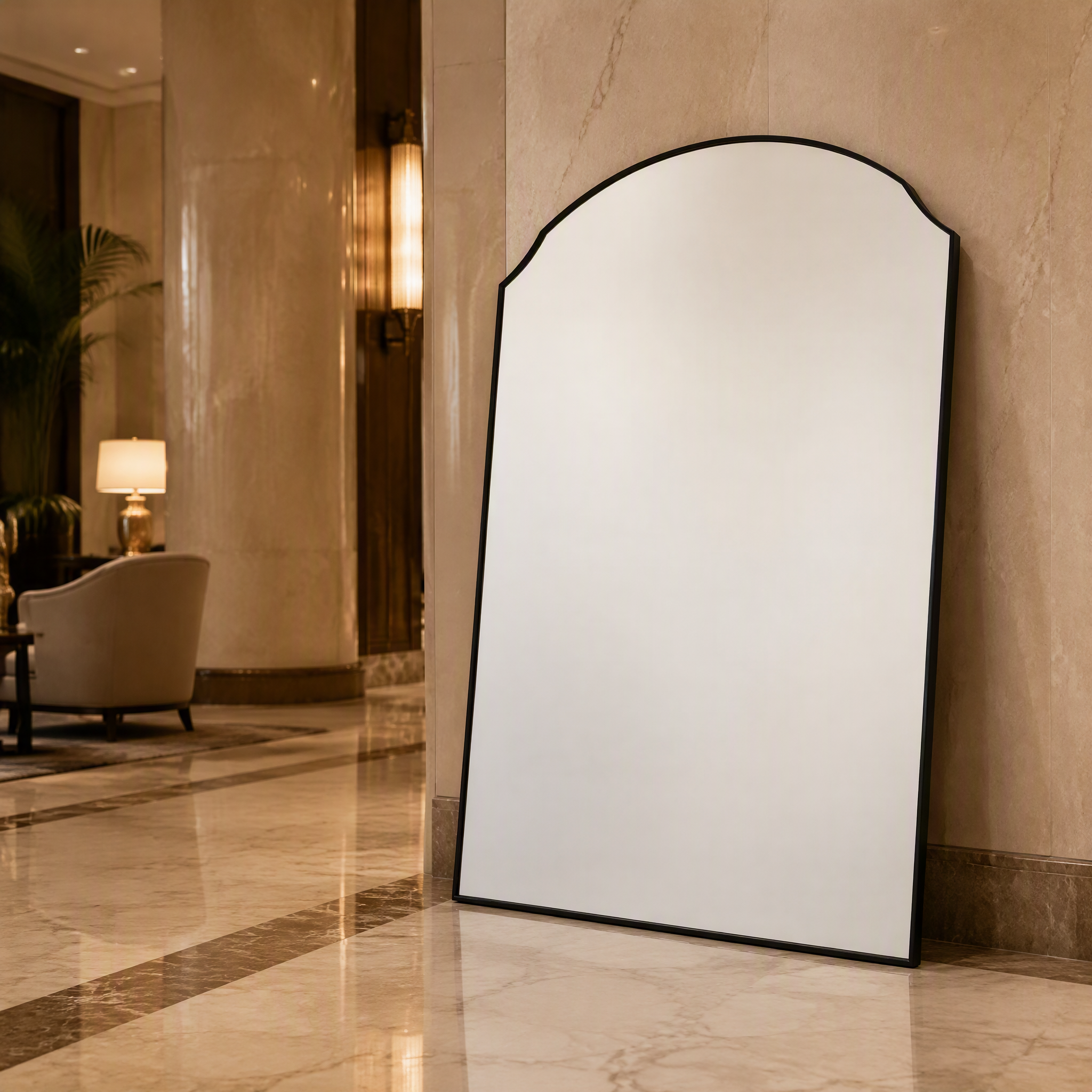 Black Wrought Iron Wave Arch Decorative Wall Mirror | 100cm x 200cm