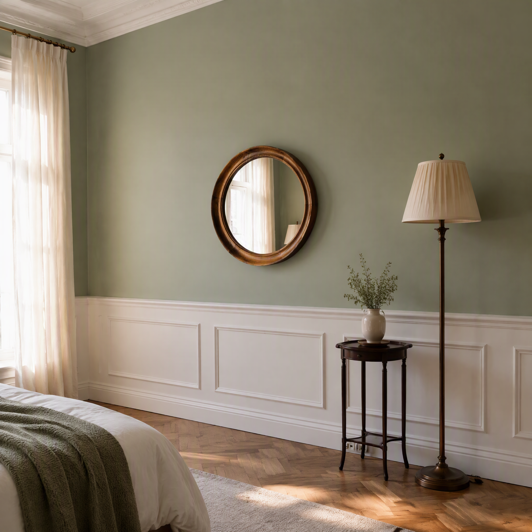 Round Wooden Frame Mirror | 90cm
