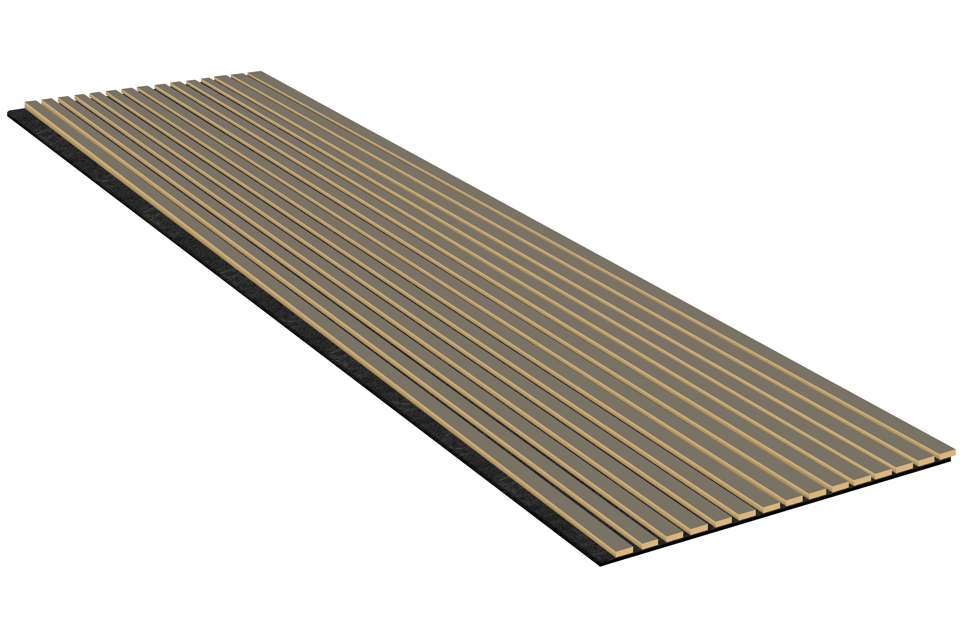 Acoustic Slatted Wall Panel 240 x 60cm - Slimline Profile - Grey
