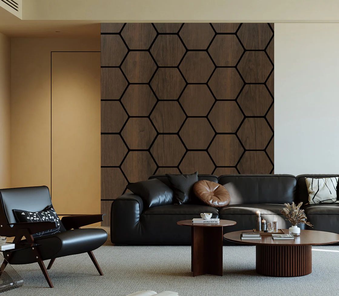 Hexagonal Acoustic Wall Panels | 700mm x 570mm | Walnut x 1 Panel