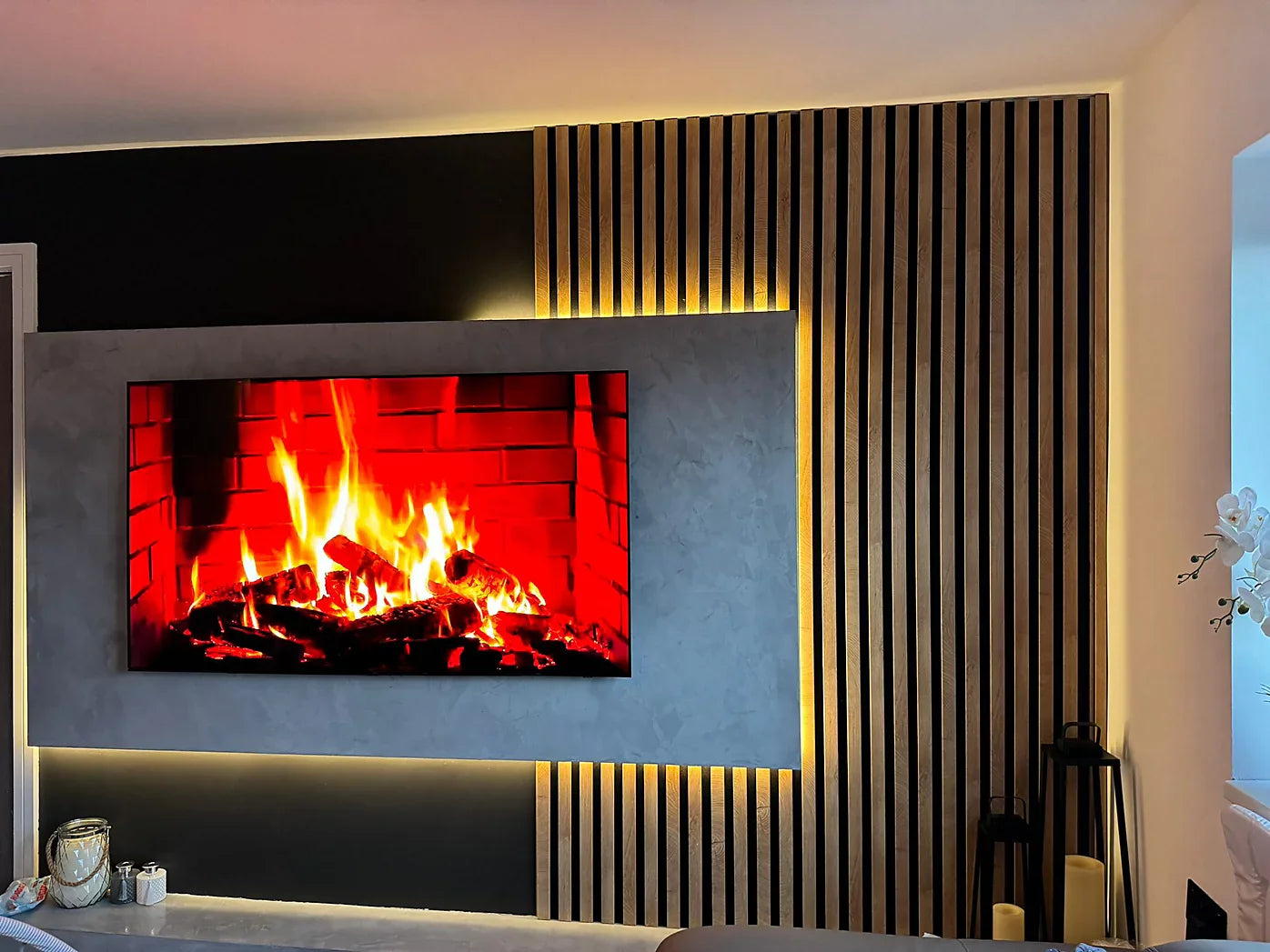 244cm x 60cm MDF Premium Acoustic Wall Panel Teak Oak