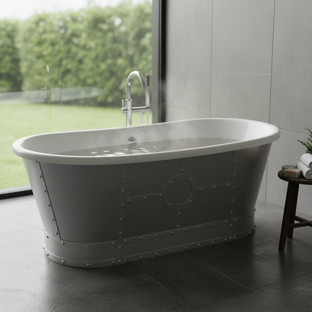 1710mm BC Designs Industrial Boat Bath - Sanded Finish for Bespoke Painting