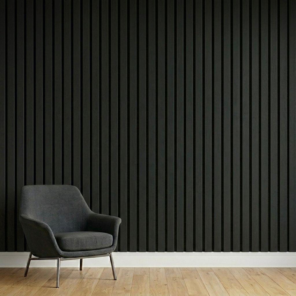 Acoustic Slat Wall Panels | Premium UltraWide Slats | 240cm x 60cm | Black