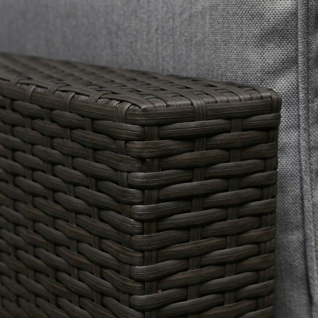 L-Shaped Rattan Garden Corner Sofa Set with Integrated Ice Bucket Coffee Table - Dark Grey