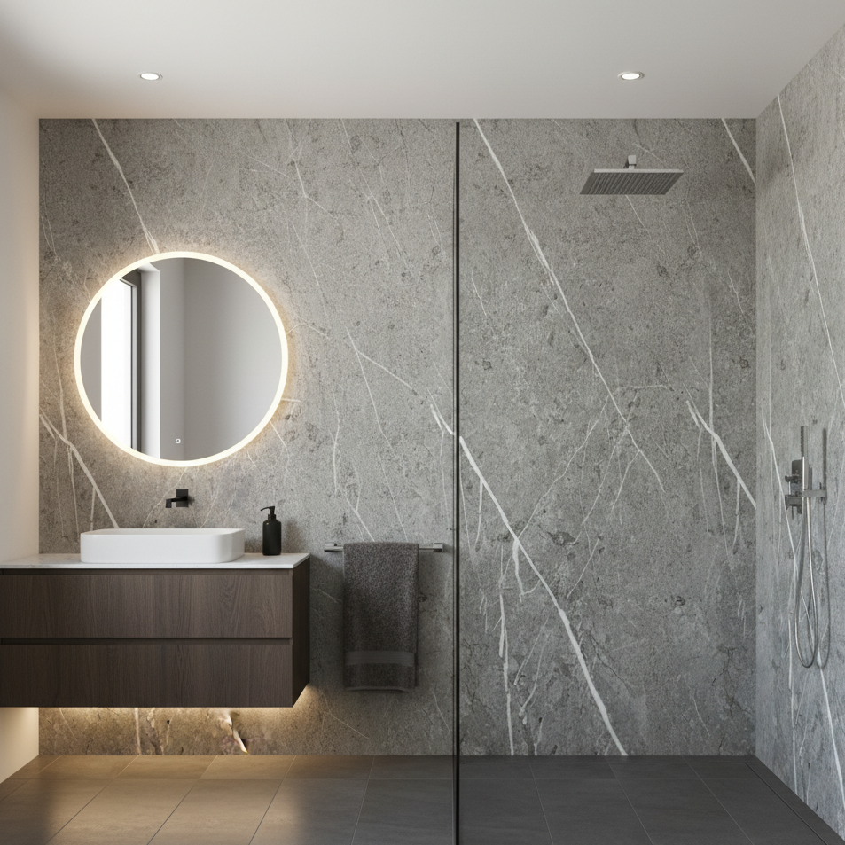 Bathroom & Shower Wall Panels | 240cm X 60cm | Dark Grey | 100% Waterproof