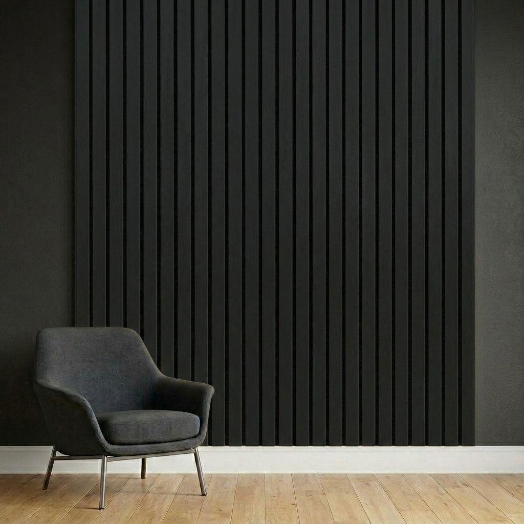 Acoustic Slat Wall Panels | Premium UltraWide Slats | 240cm x 60cm | Dark Grey