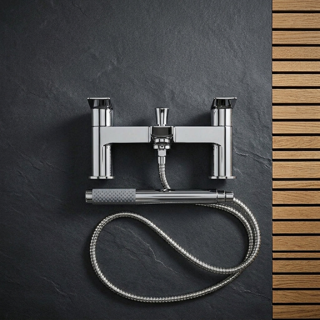 Hudson Reed Drift Deck Mounted Bath Shower Mixer + Shower Kit