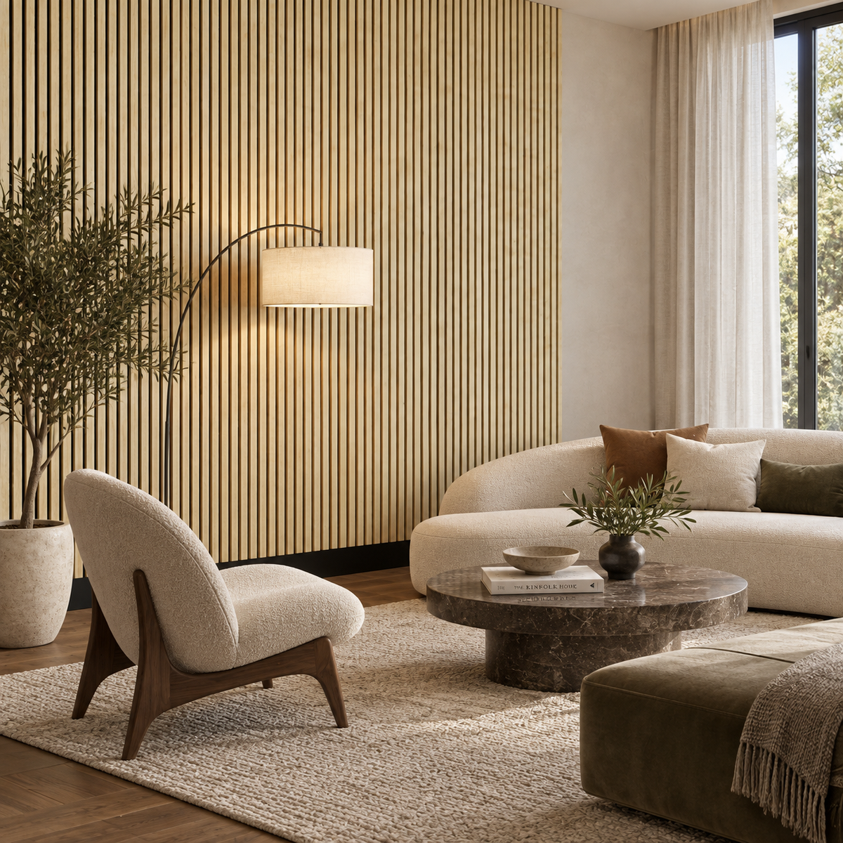 Acoustic Slatted Wall Panel 240 x 60cm - Essential - Oak